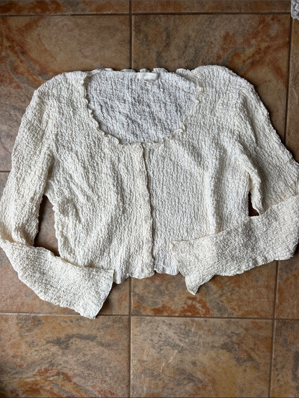 all : row Ivory Textured Button-Front Sweater